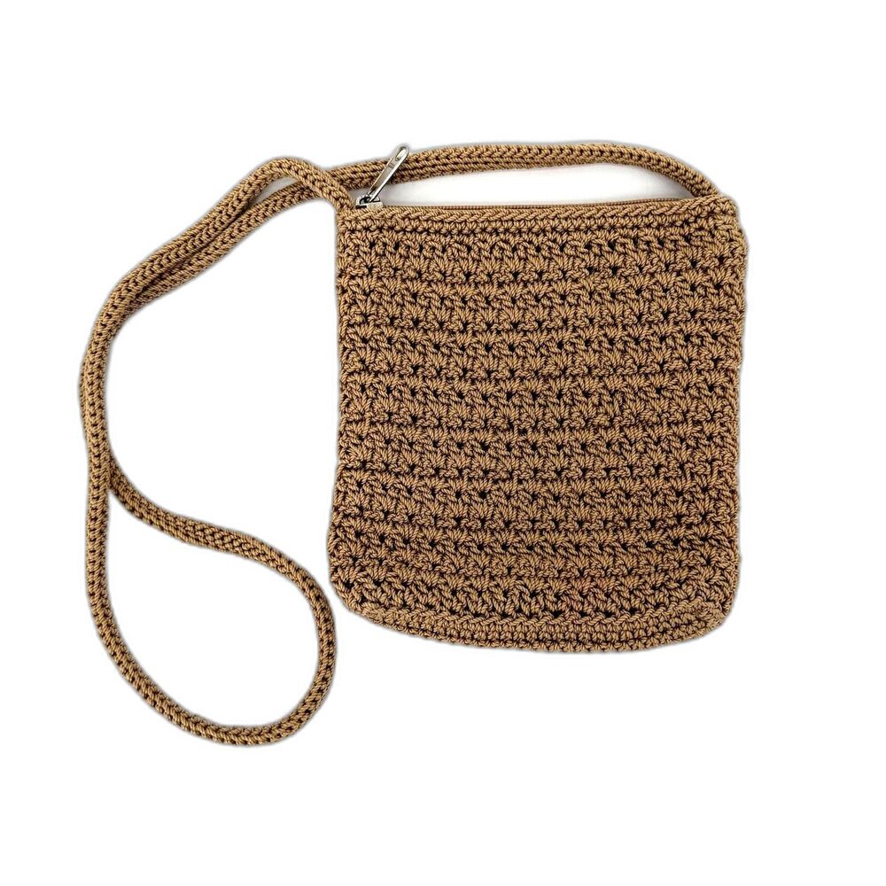 Woven Straw Raffia Look Small Crossbody Beachy Summer Bag Boho Tan 7"x8"